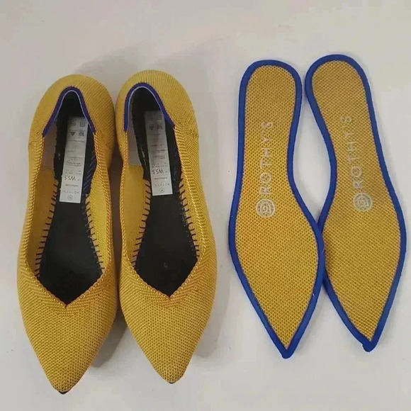 Rothy's Shoe Size 5.5 Yellow Rubber Woven Pointed Toe closed heel Shoes - Picture 1 of 9